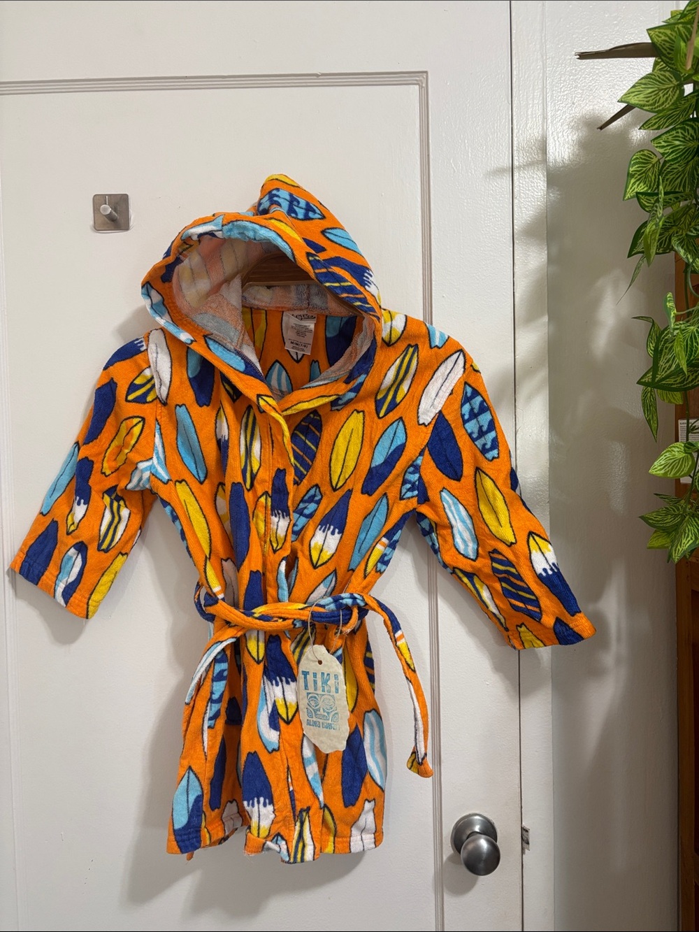 Boys 7/8 100% Cotton Surf Print Robe